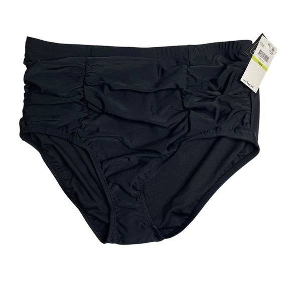 Island Escape Plus Size High Waist Bikini Bottoms Tummy Control Black 18 W New - Picture 1 of 5